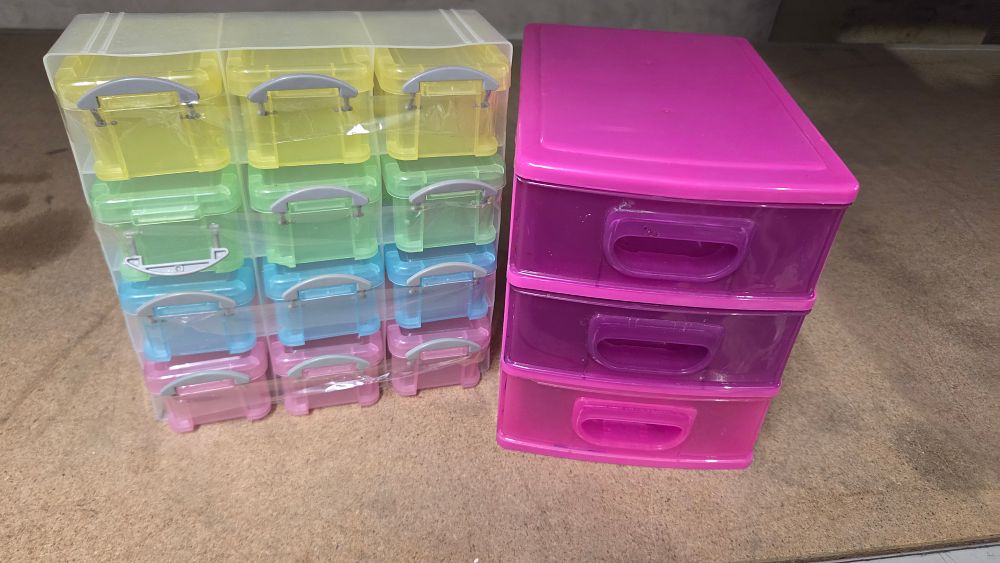 Lot 161 – Two multi-coloured plastic storage drawer organisers