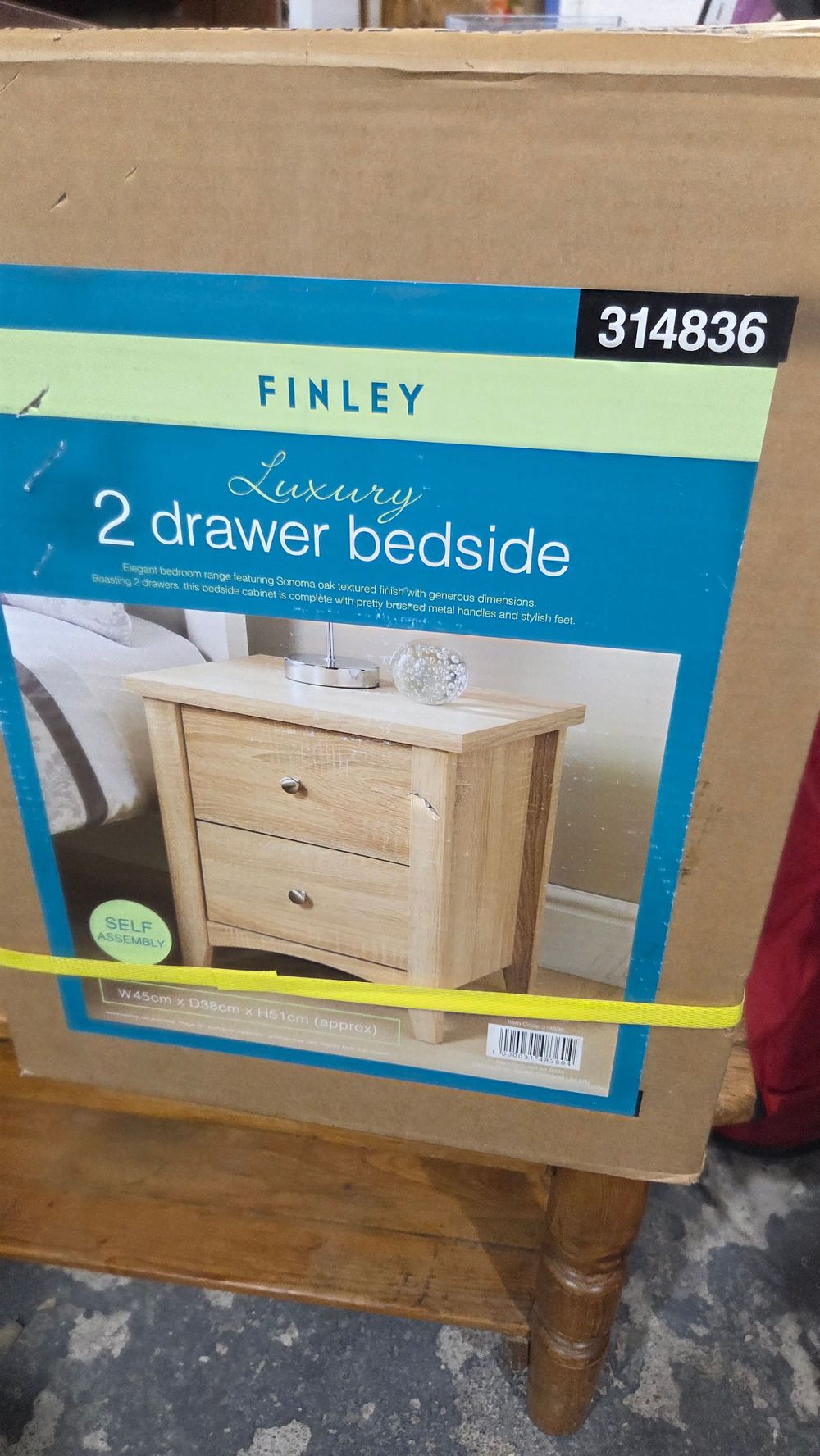 Lot 177 – FINLEY Luxury 2 Drawer Bedside Table in Sonoma Oak
