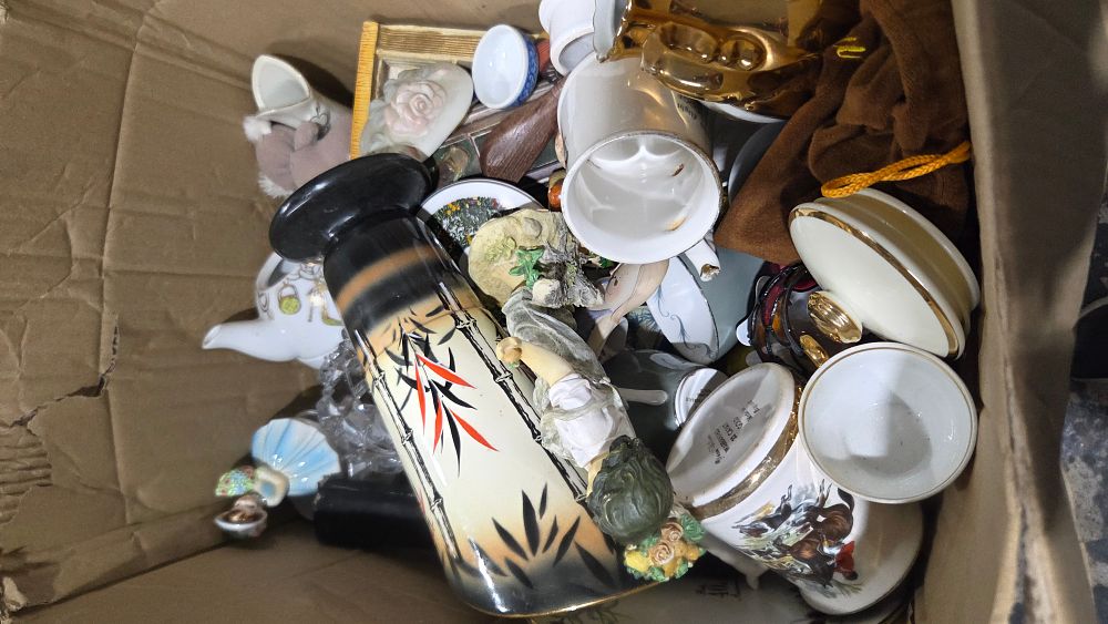 Lot 203 – A Collection of Ceramic and Porcelain Items Including Bamboo Vase