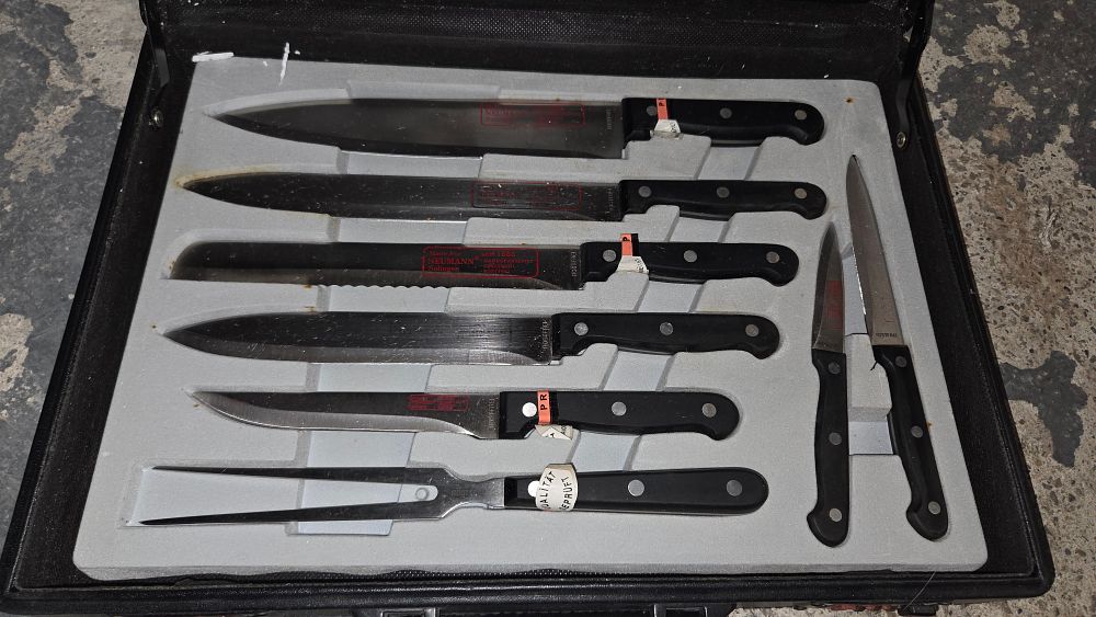 Lot 253 – A Collection of Neumann Solingen Cased Kitchen Knives