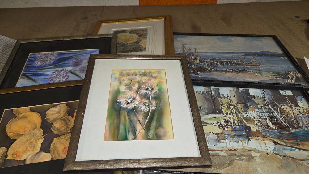 Lot 270 – A collection of framed floral and maritime watercolours and prints