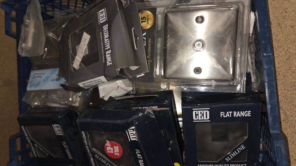 Lot 340 – A Collection of CED Satin Chrome Electrical Plates