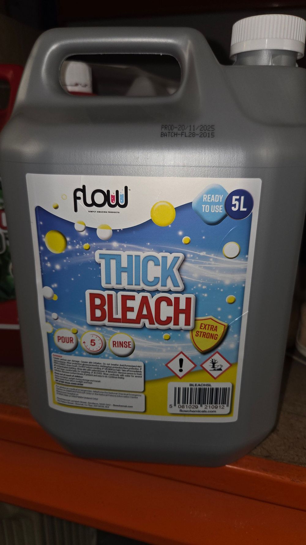 Lot 364 – Flow Thick Bleach Extra Strong 5L Container