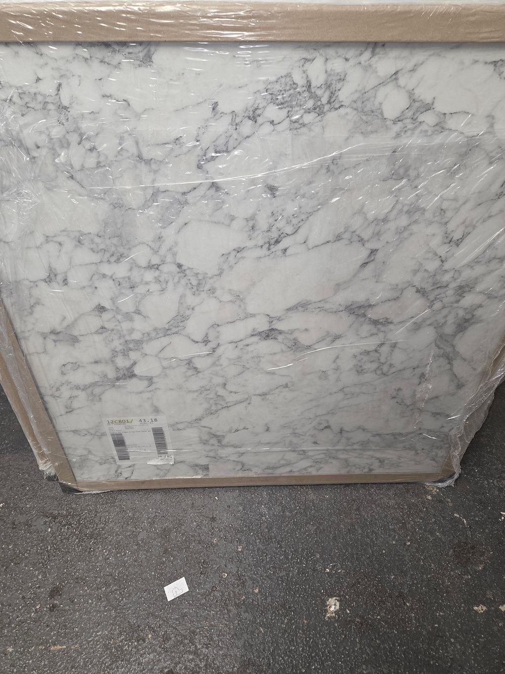Lot 437 – Marble Bianco Effect Worktop with Double PVC Edges weighing 16.2 kg.