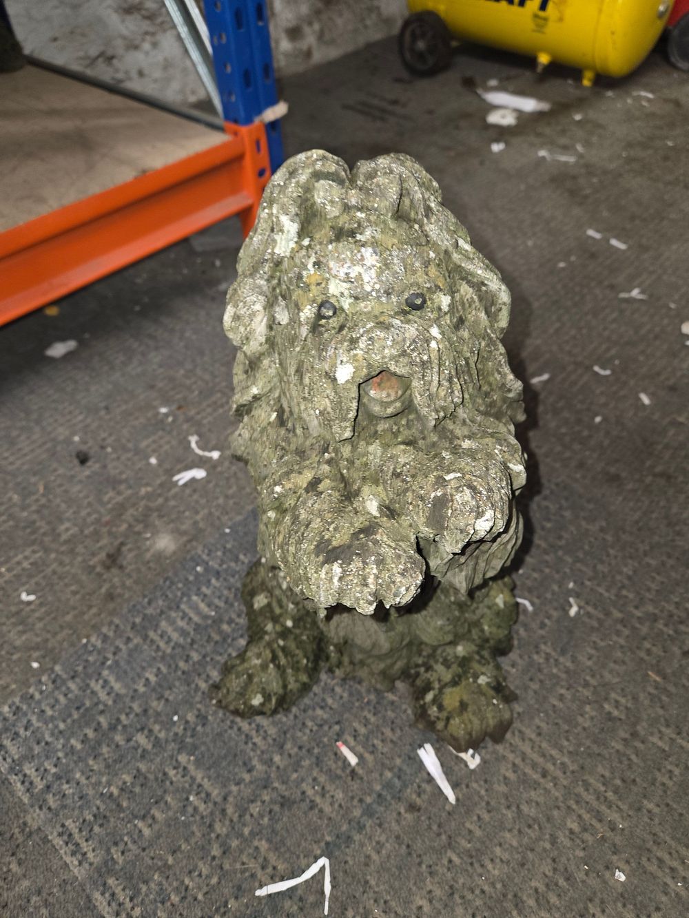Lot 446 – Weathered Stone Dog Garden Statue
