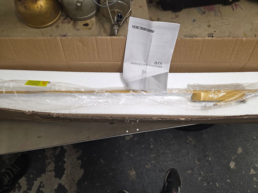 Lot 474 – WarmieHomy Gold Toned Light Fixture in Original Packaging