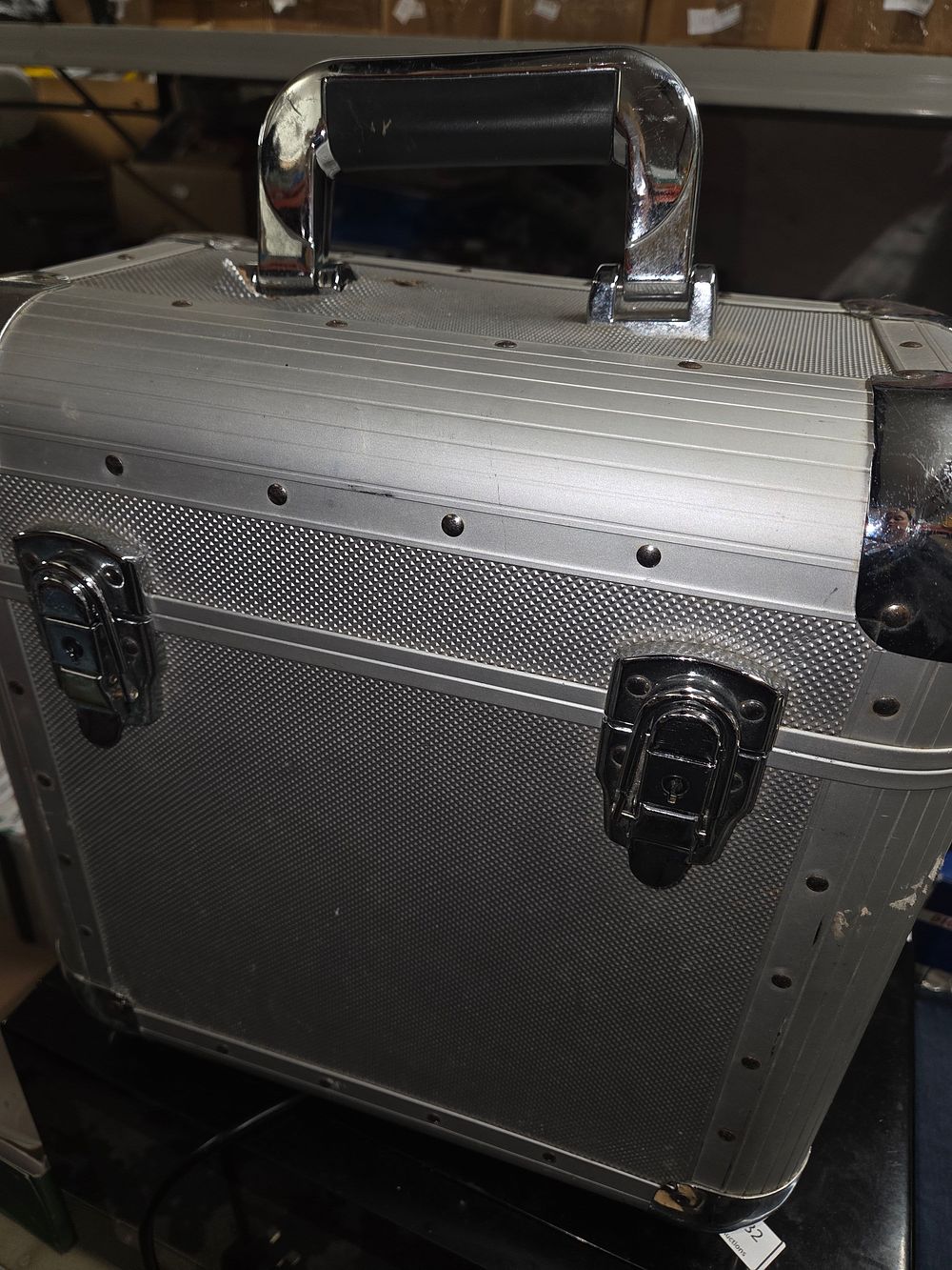 Lot 492 – Silver Aluminium Hard Shell Equipment Case with Chrome Latches