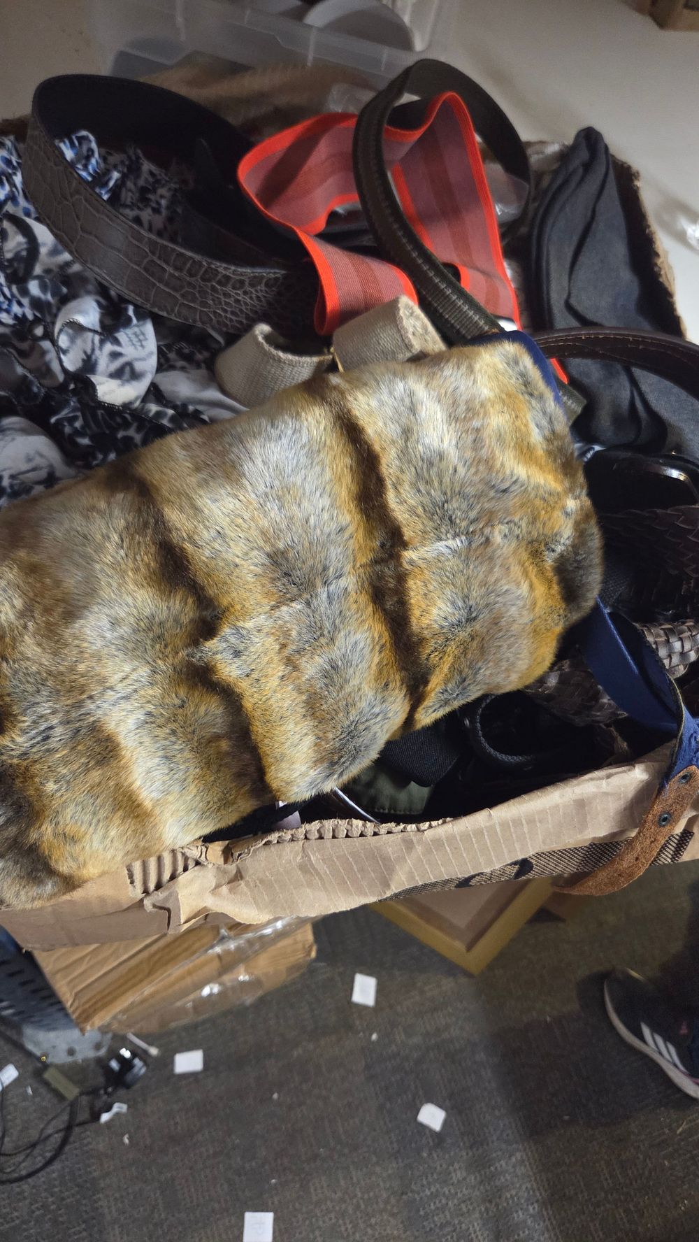 Lot 156 – A Collection of Fashion Accessories Including Belts and Fur Garment