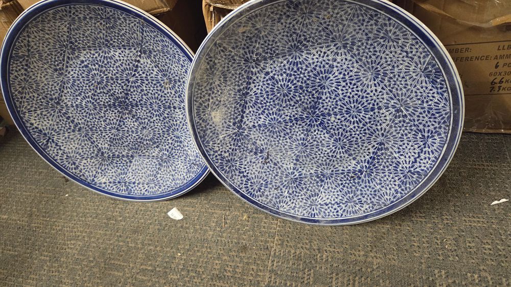 Lot 172 – A Collection of Large Blue and White Geometric Ceramic Platters