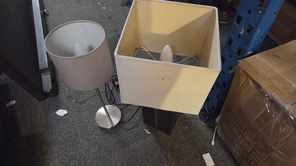 Lot 185 – Two Modern Table Lamps with Fabric Shades