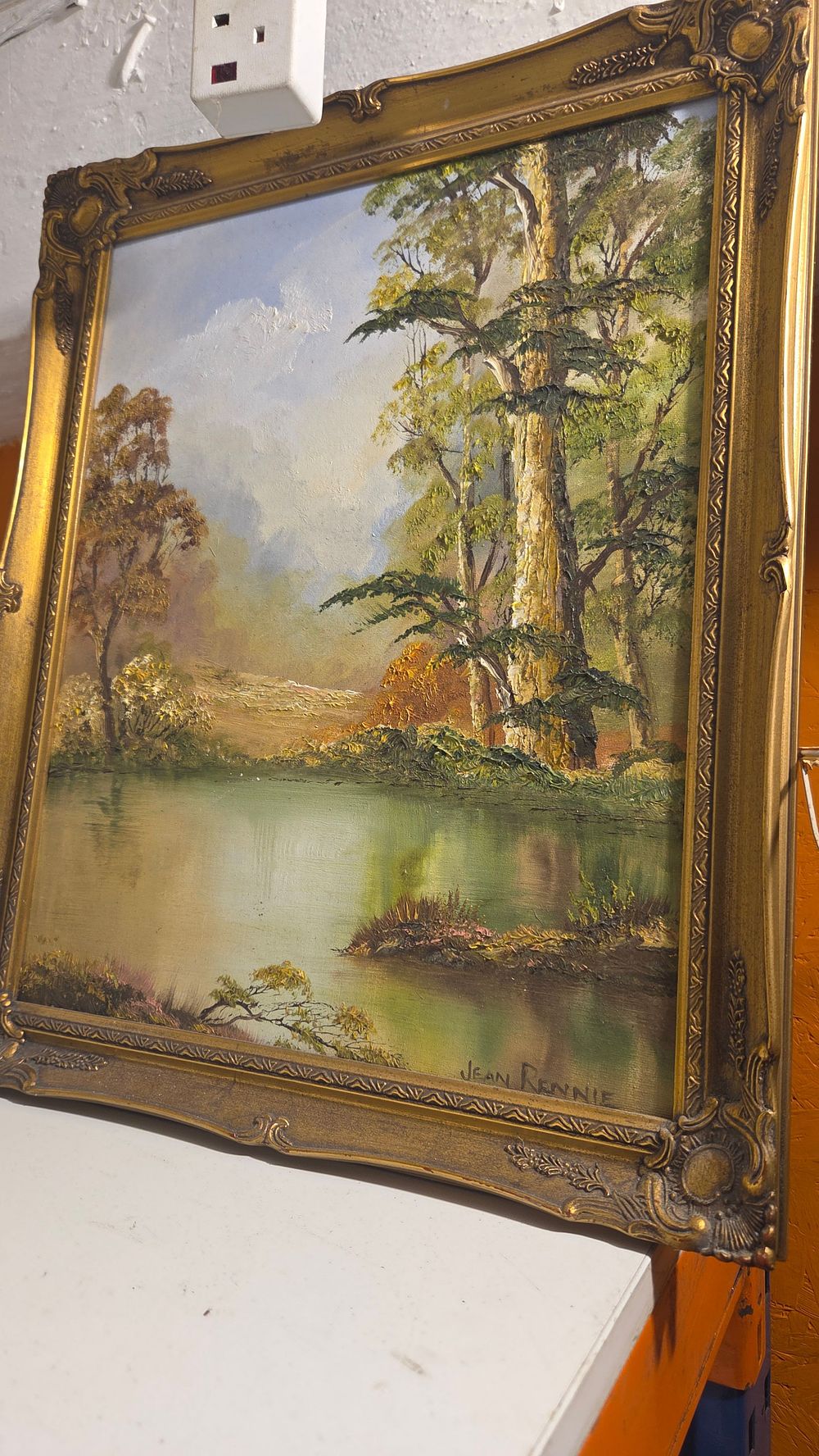 Lot 250 – Woodland River Landscape Oil Painting in Gilt Frame