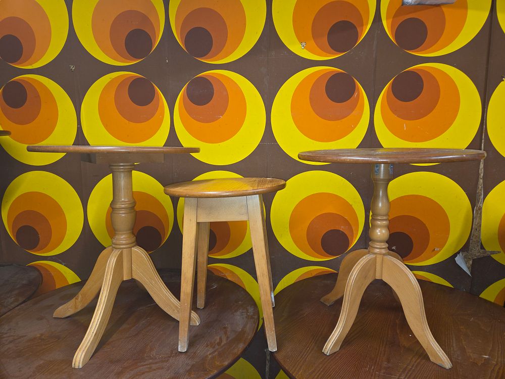 Lot 413 – A Trio of Light Brown Wooden Furniture Items
