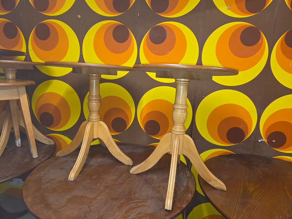 Lot 414 – A Collection of Wood Pedestal Tripod Side Tables
