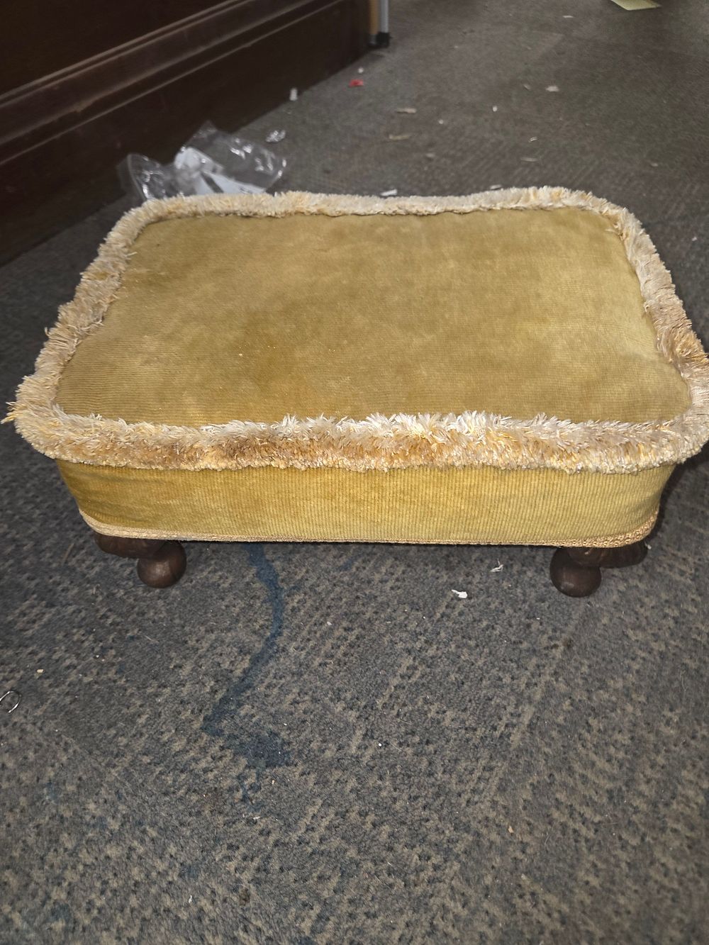 Lot 432 – Rectangular Gold Toned Velvet and Corduroy Upholstered Footstool