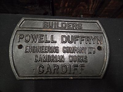 Powell Duffryn Engineering Company Cast Iron Railway Wagon Plate. A black cast iron builders 