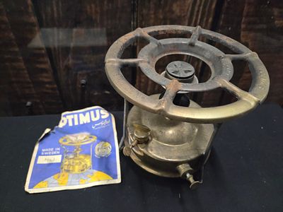 Optimus No. 1 Brass Kerosene Camping Stove Made in Sweden. A vintage Optimus No. 1 brass and 