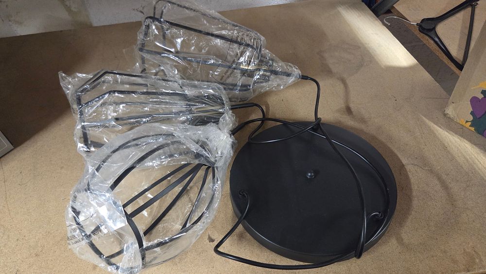 Lot 238 – Searchlight Electric Ltd Black Three Light Wire Cage Ceiling Fixture