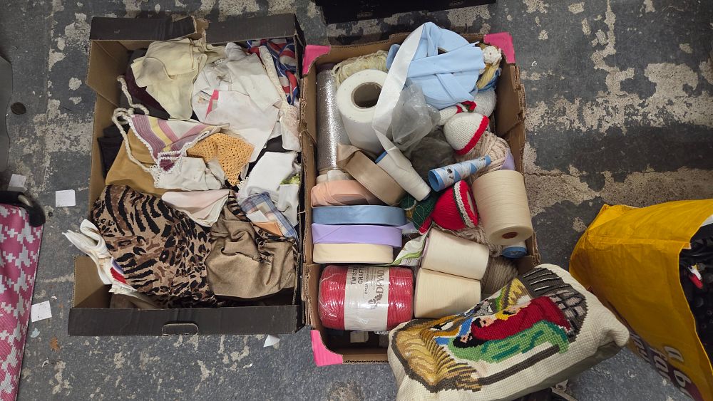Lot 224 – Two Boxes of Sewing, Knitting and Craft Supplies