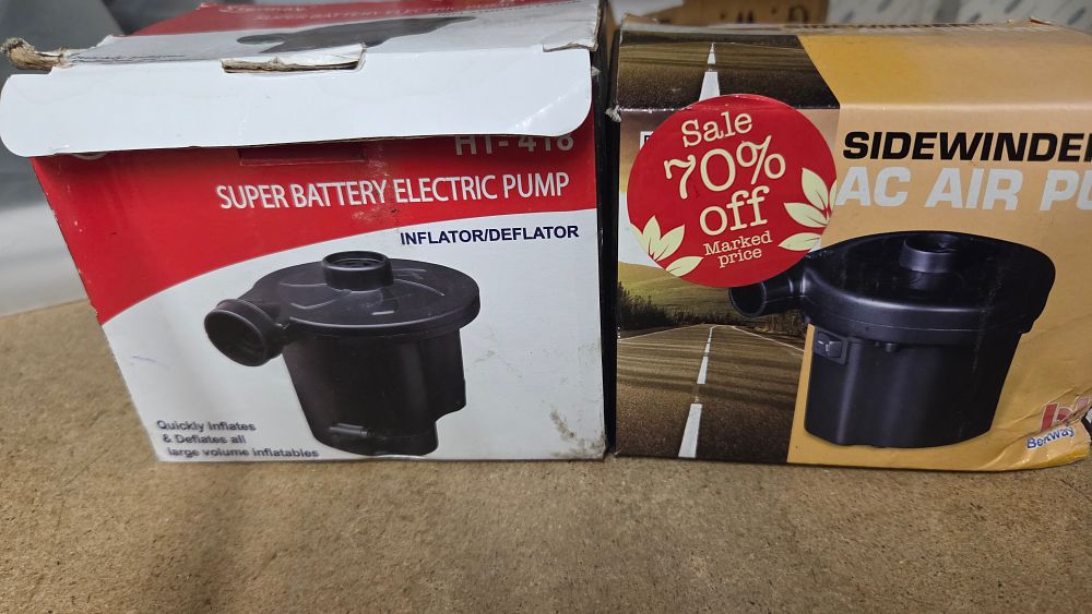 Lot 404 – Two boxed electric air pumps including Super Battery and Bestway