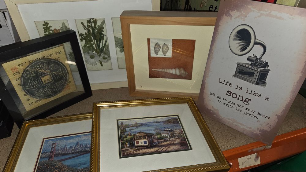 Lot 424 – A Collection of Framed Art and a Decorative Metal Sign