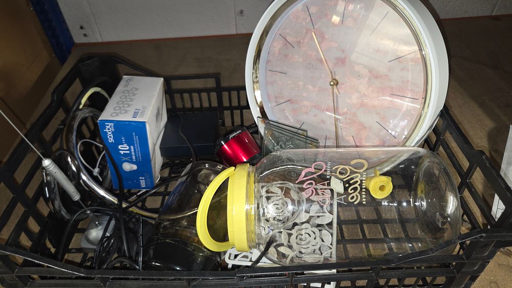 Lot 429 – A Collection of Household Items including Clock and Saxby Lighting