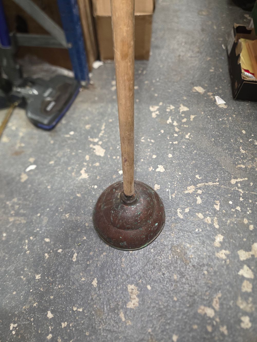 Lot 521 – Vintage Copper Washing Plunger with Wooden Handle