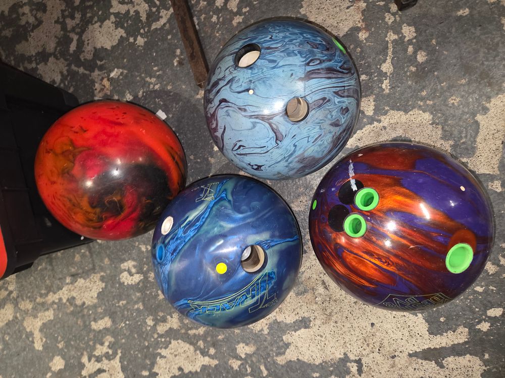 Lot 523 – A Collection of Marbled Bowling Balls including Track and DV8