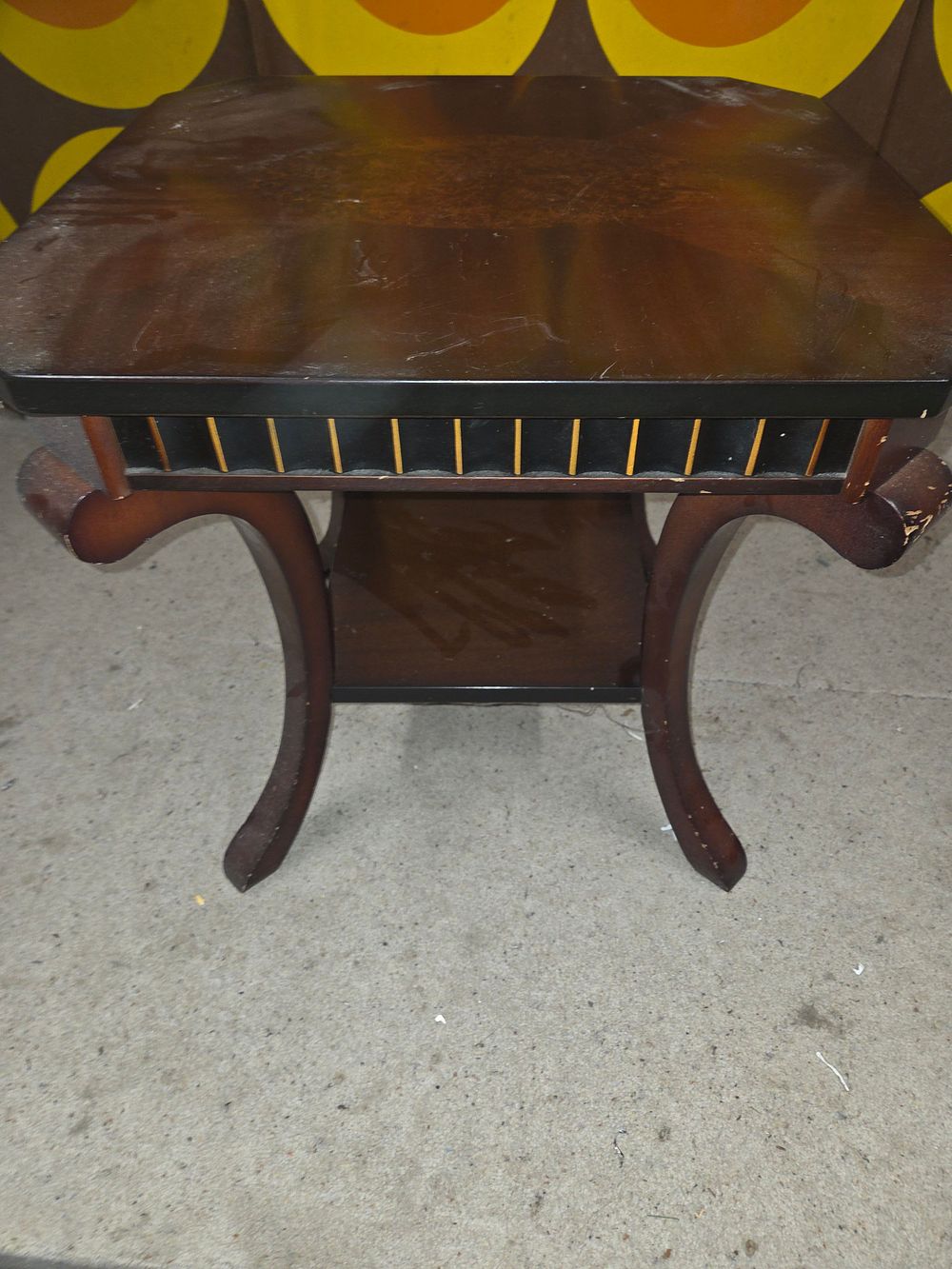 Lot 565 – Mahogany Finish Wooden Record Rack Side Table with Sabre Legs