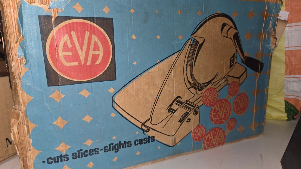 Lot 235 – Vintage EVA Hand Cranked Food Slicer in Original Box
