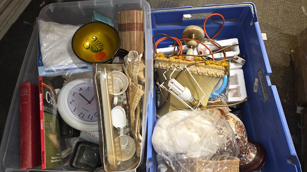Lot 269 – Two Boxes of Household Items Including Bentima Wall Clock