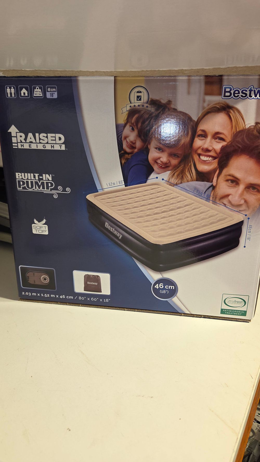 Lot 289 – Bestway Raised Height Queen Air Mattress with Built-in Pump