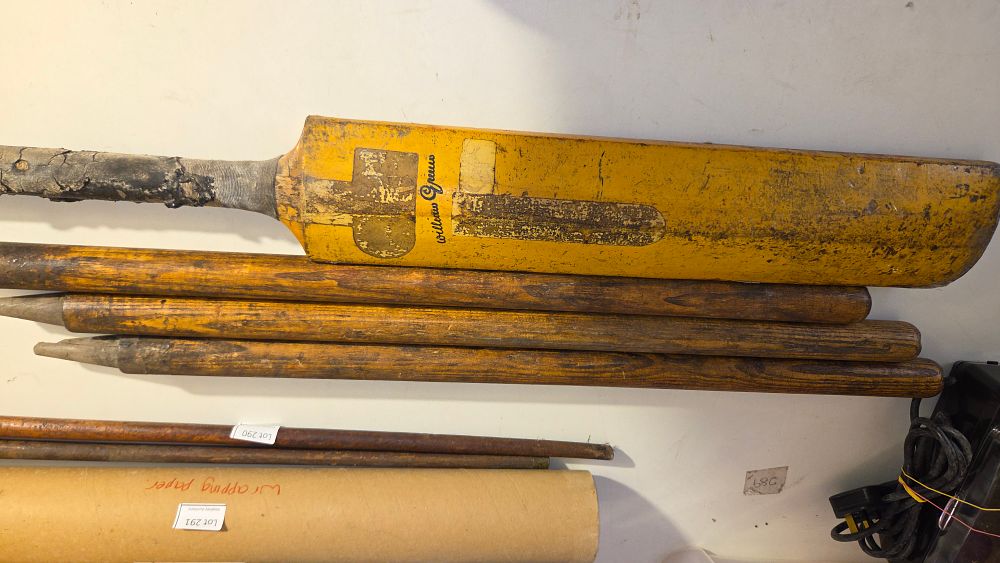 Lot 292 – Vintage Cricket Bat and Wickets