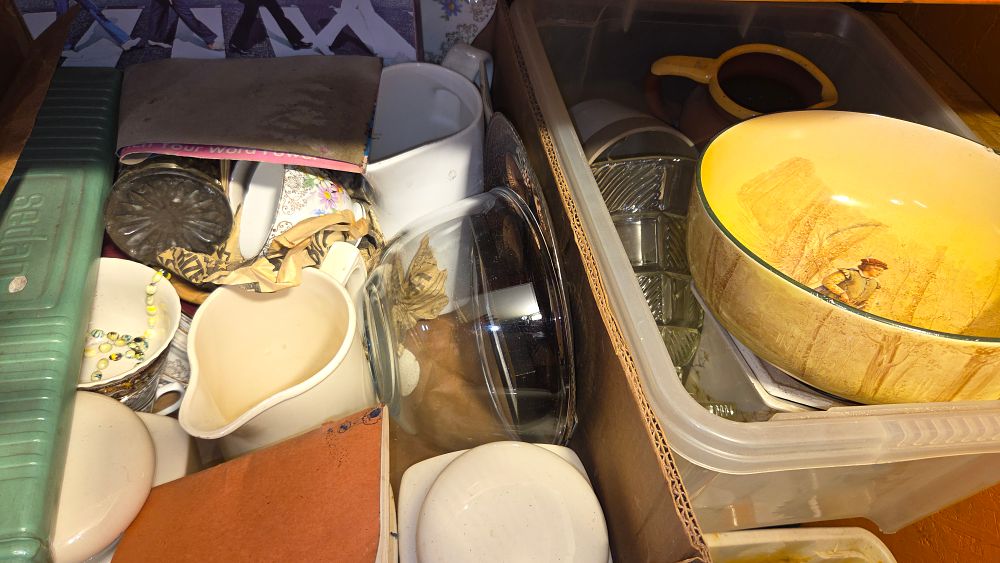 Lot 304 – Two Boxes of Ceramics, Glassware and a Royal Doulton Bowl