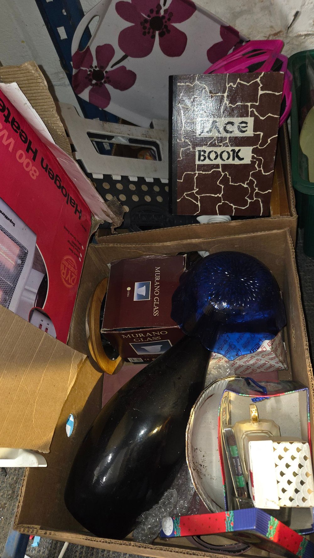 Lot 307 – Two Boxes of Glassware and Household Items including SupaWarm Heater
