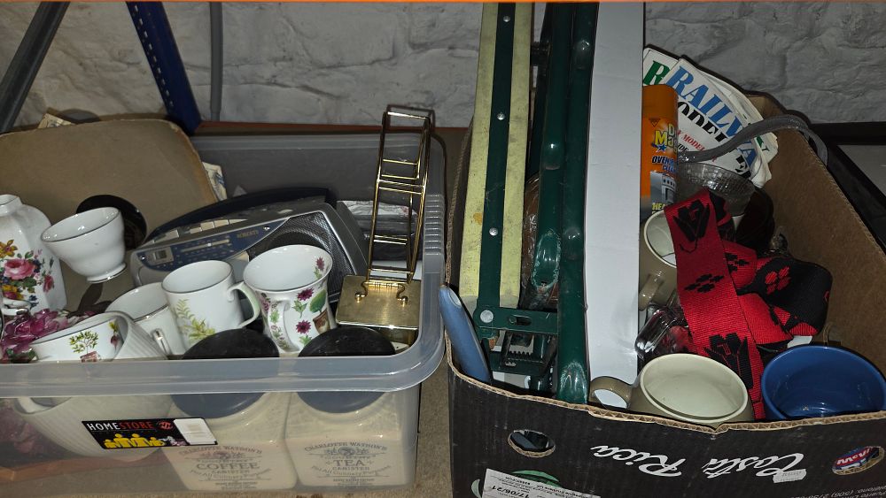 Lot 332 – Two Boxes of Household Goods and Ceramic Kitchenware