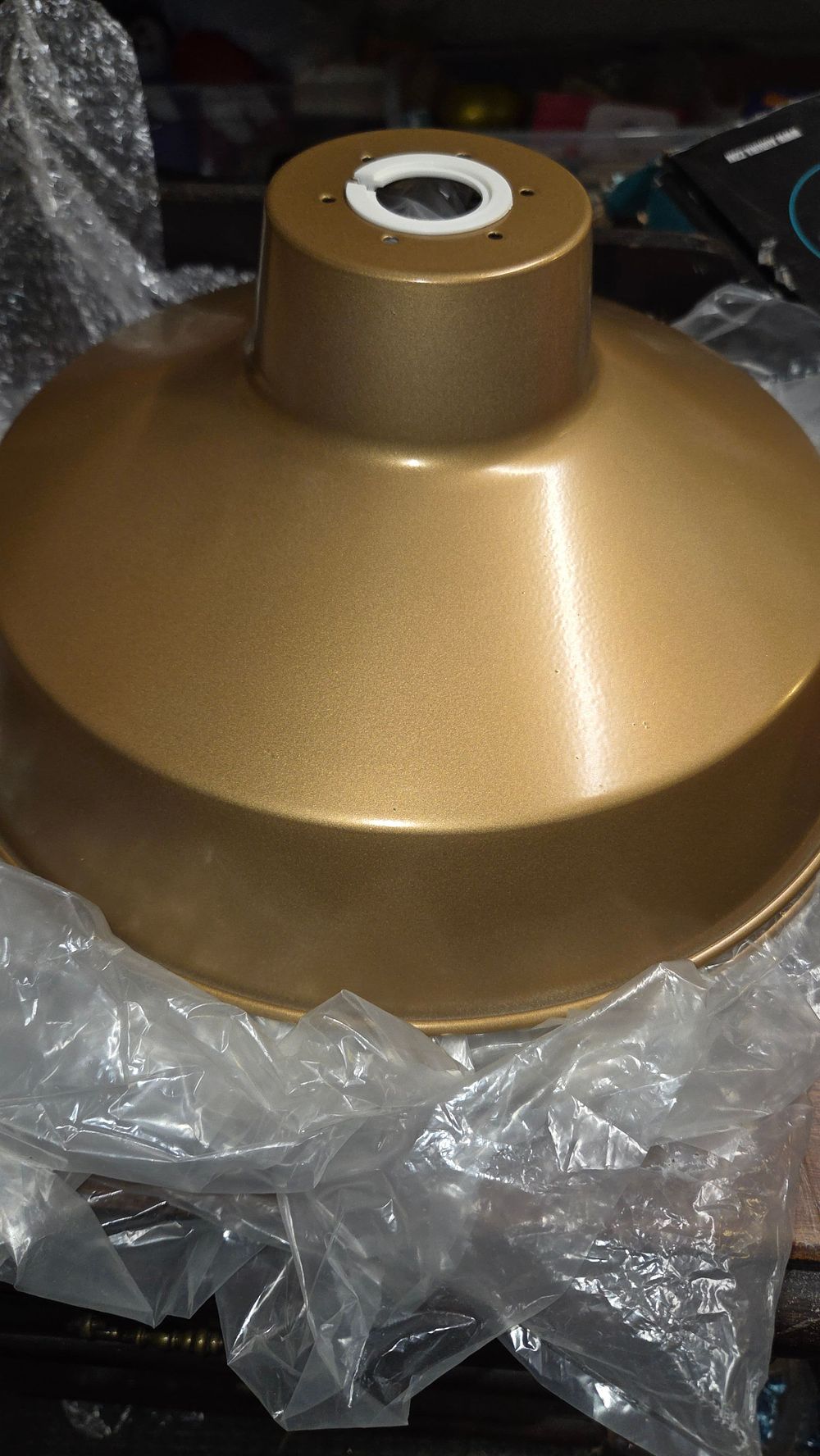 Lot 364 – Five Gold Coloured Dome Shaped Metal Pendant Light Shades