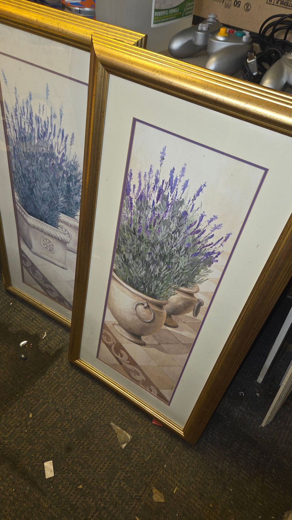 Lot 317 – A Pair of Framed Lavender Botanical Prints in Gold Frames