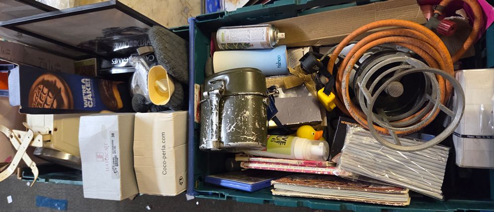 Lot 374 – Two Boxes of Miscellaneous Items Including Military Mess Kit