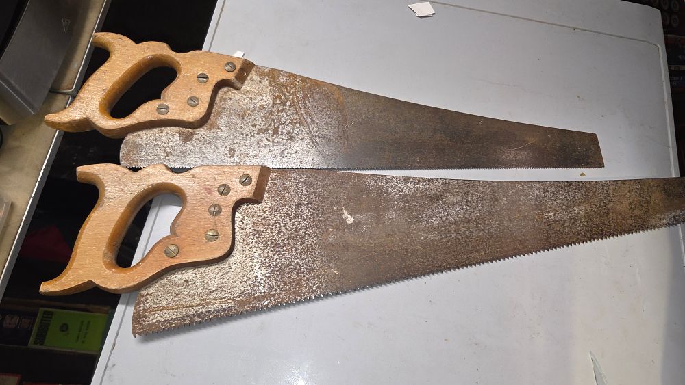 Lot 391 – Two Vintage Non Pareil Wooden Handled Hand Saws
