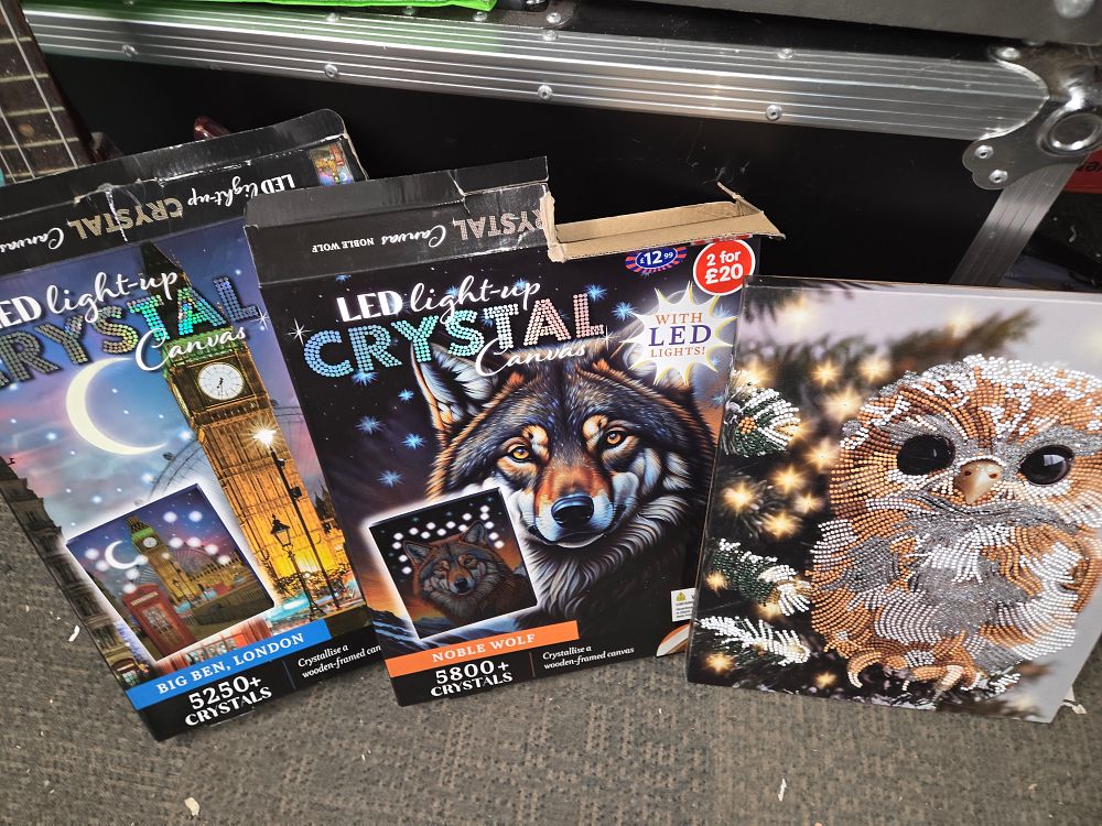 Lot 454 – A Trio of LED Light-Up Crystal Canvas Art Kits