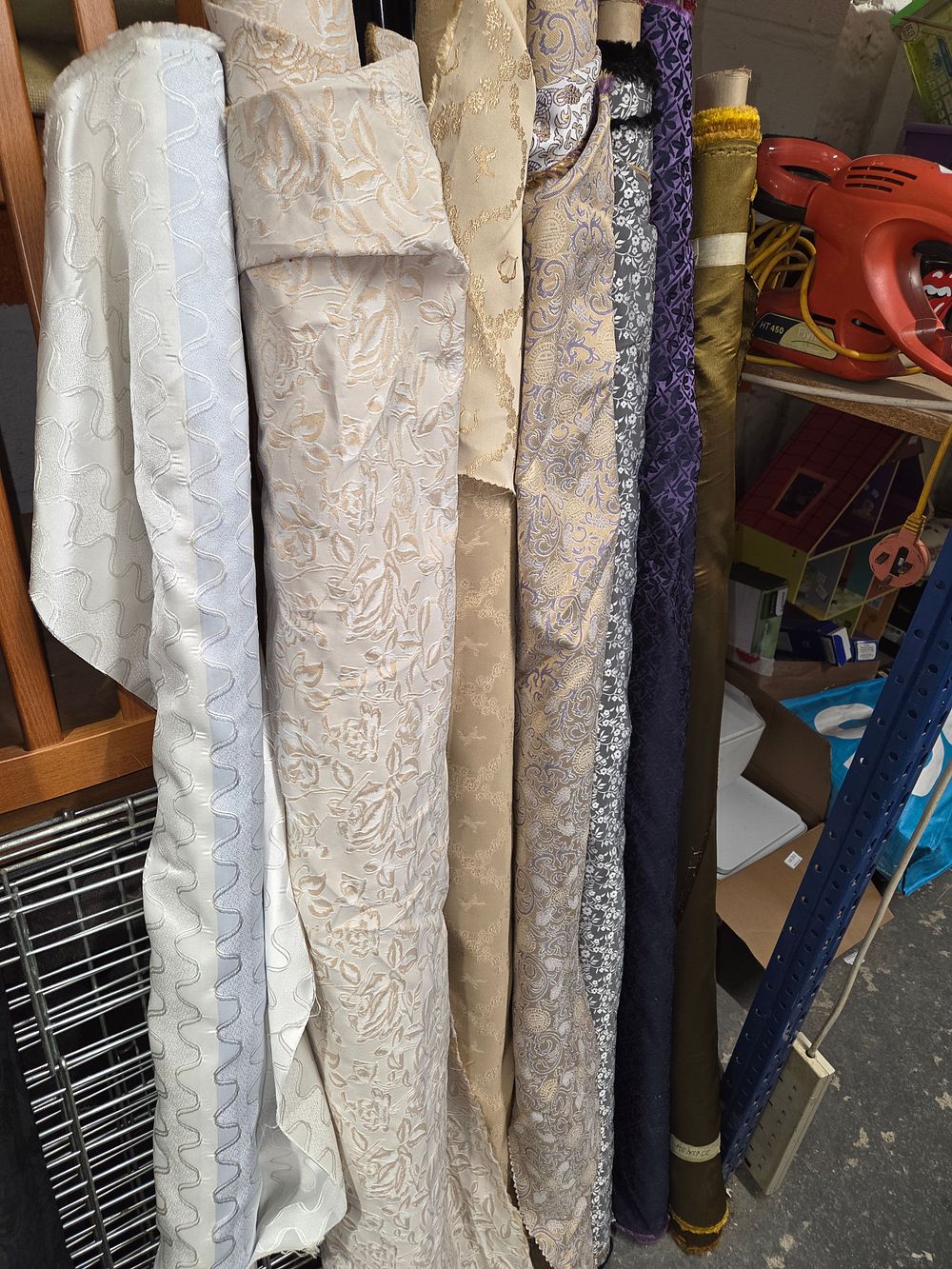 Lot 476 – A Collection of Silk Brocade and Damask Fabric Rolls