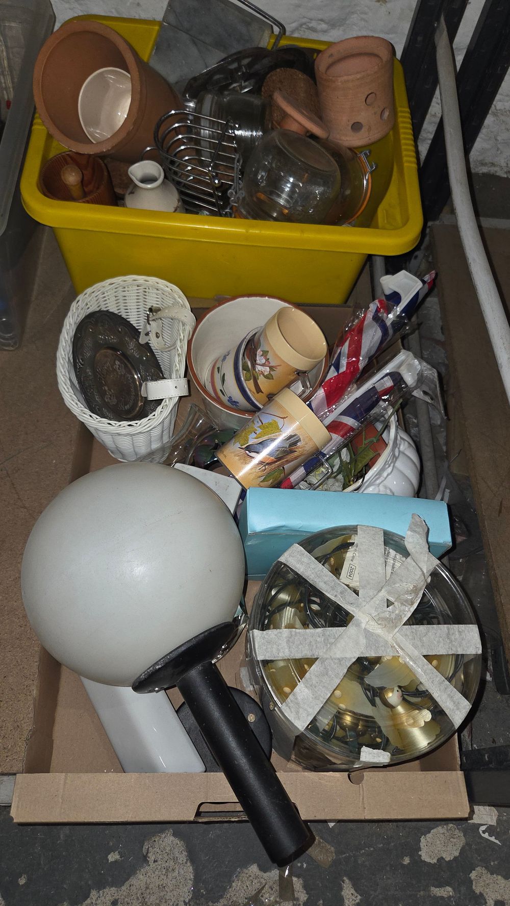 Lot 545 – Two Boxes of Miscellaneous Household Goods and Lighting