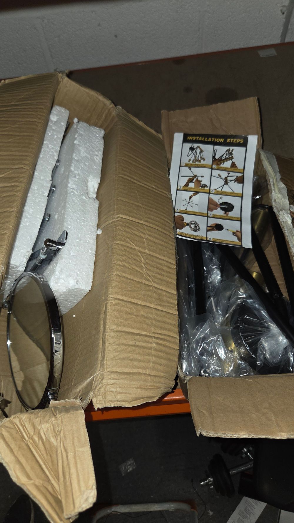 Lot 579 – Light Fixture Components and a Mirror