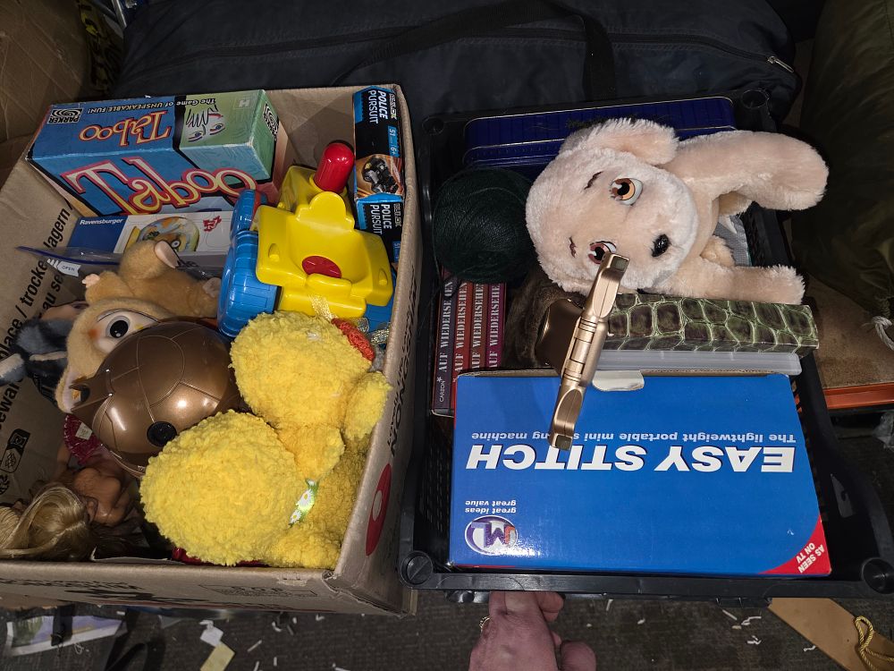 Lot 580 – Two Boxes of Miscellaneous Toys Games and Household Items