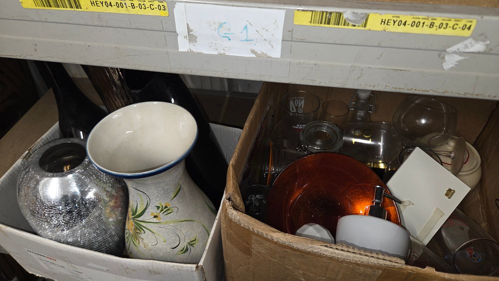 Lot 583 – Two Boxes of Glassware and Miscellaneous Household Items