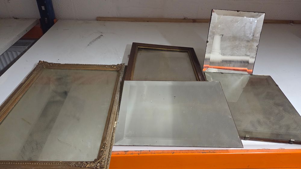 Lot 585 – Five Vintage Framed and Unframed Rectangular Mirrors