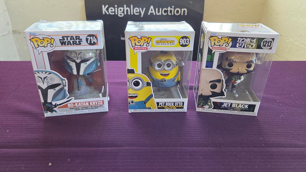 Lot 169 – Three Funko Pop vinyl figures including Star Wars and Minions