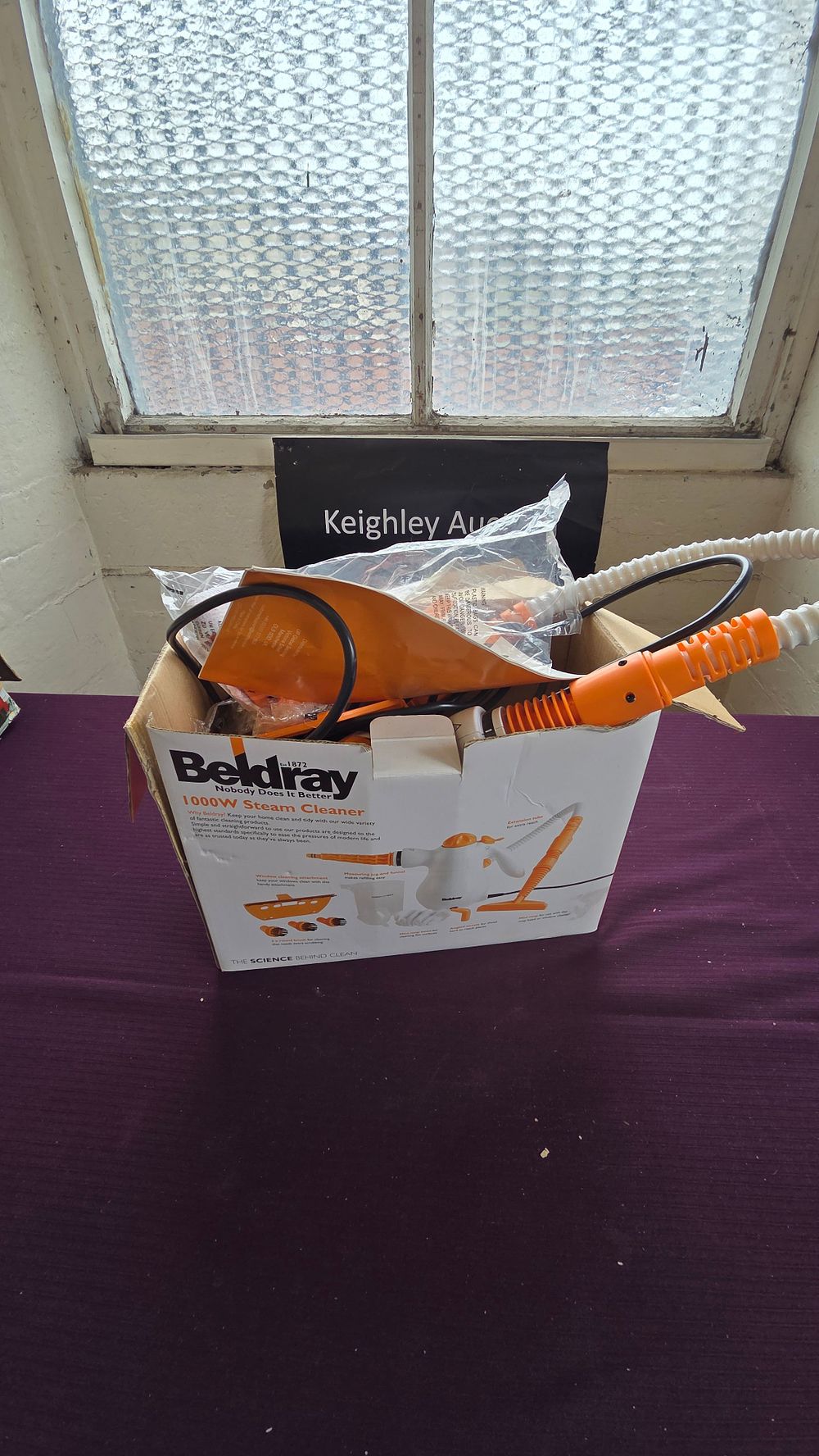 Lot 209 – Beldray 1000W Steam Cleaner with Attachments working order