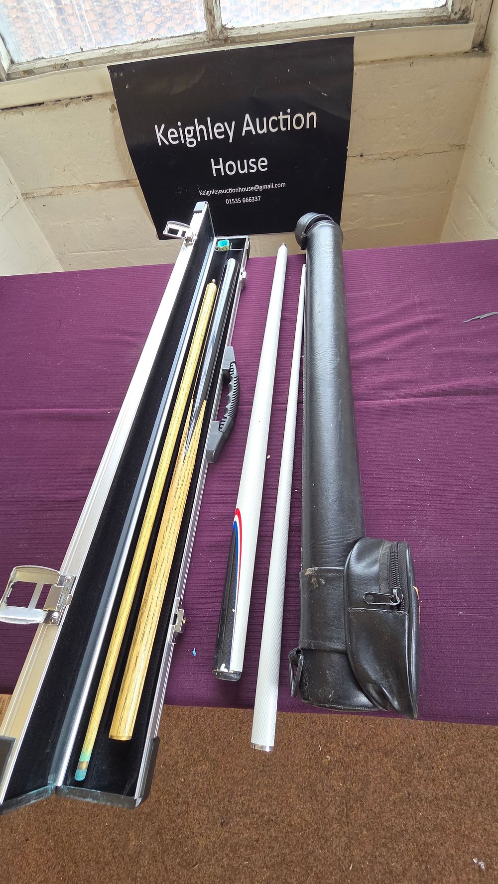 Lot 210 – Two Billiard Cues with Carrying Cases