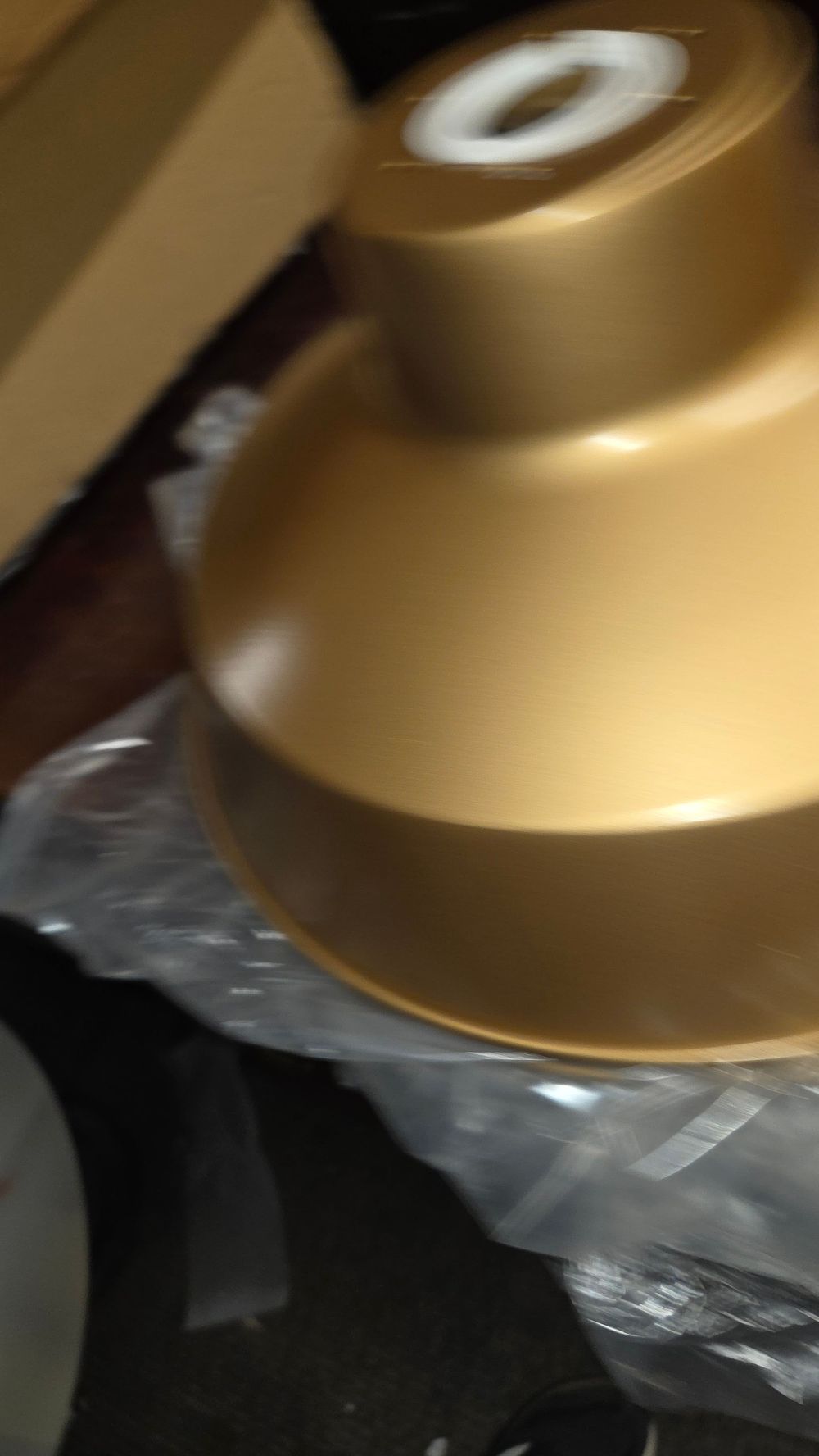 Lot 211 – Five Modern Gold Coloured Bell Shaped Light Fixture Components